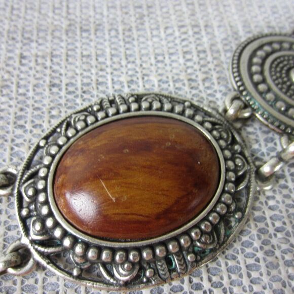 Vintage Concho Belt Womens Large Medallion Wood Chain Western Fashion